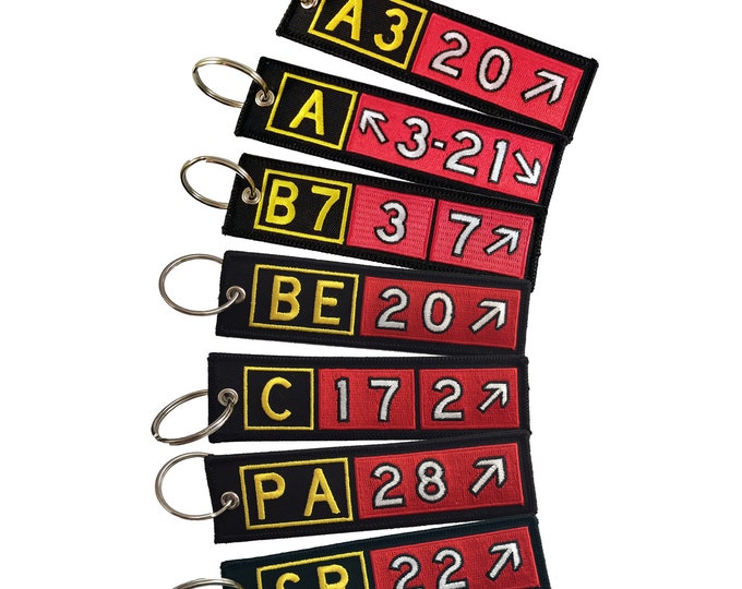 Airplane Taxiway Sign Embroidered Keychain