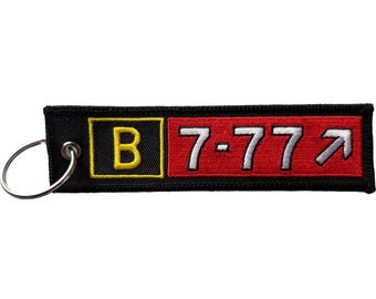 Boeing 777 Taxiway Sign Embroidered Keychain. Aviation Gifts for Pilots!