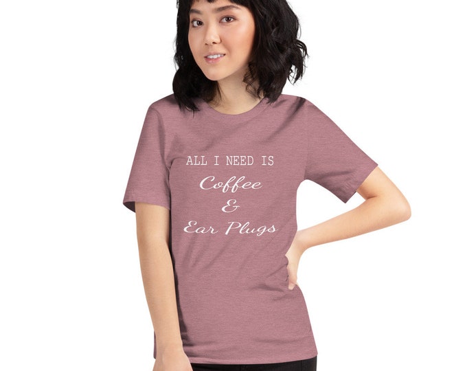 Coffee and Ear Plugs Short-Sleeve Unisex Aviation T-Shirt