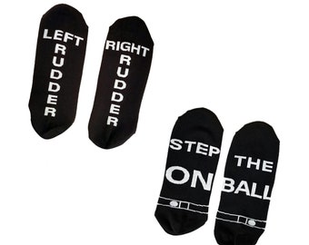 Aviation Themed Pilot Uniform Socks 2 Pairs | Premium Dress Socks | Aviation Gifts Pilot Gifts | Left Rudder Right Rudder & Step On The Ball