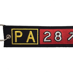 Piper Aircraft PA28 Series Taxiway Sign Embroidered Keychain. Aviation Gifts for Pilots!