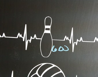 Bowling Heartbeat Decal, Car/Wall Art