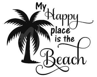 Happy place is the beach Decal
