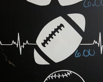 Football Heartbeat Decal