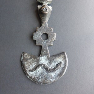 Vintage Peruvian Andean Representation of a Ceremonial Knife with Trilogy - Made in Oxidized Copper