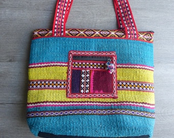 Peruvian Andean Manta Purse Tote Bag - Shoulder Bag- Made with Awayu Textile