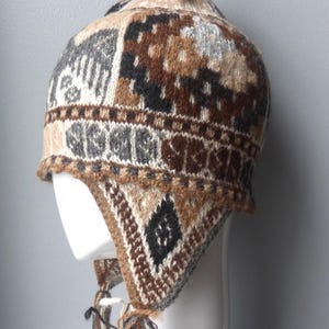 Peruvian Shaman Chullo Hat - Andean Mountain Handmade Hat - With Andean Chacana and Condor Designs - Large Chullo Hat