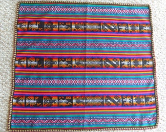 Andean Altar Cloth - Peruvian Andean Fabric - Mesa Altar - Ceremonial Cloth - Shaman Altar Cloth (25.5 X 23.5 inches - 65 X 61 cm.)