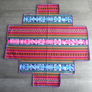 Andean Altar Cloth - Peruvian Andean Fabric - Ceremonial Cloth Chakana Shape - Shaman Altar Cloth (26 X 26 inches - 66 X 66 cm.)