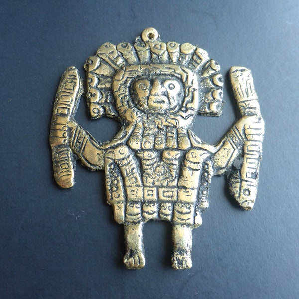 Peruvian Andean Tiwanaku  Viracocha Sun Pendant  Made of Bronze