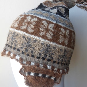 Peruvian Shaman Chullo Hat - Andean Mountain Handmade Hat - With Incan Geometrical Designs