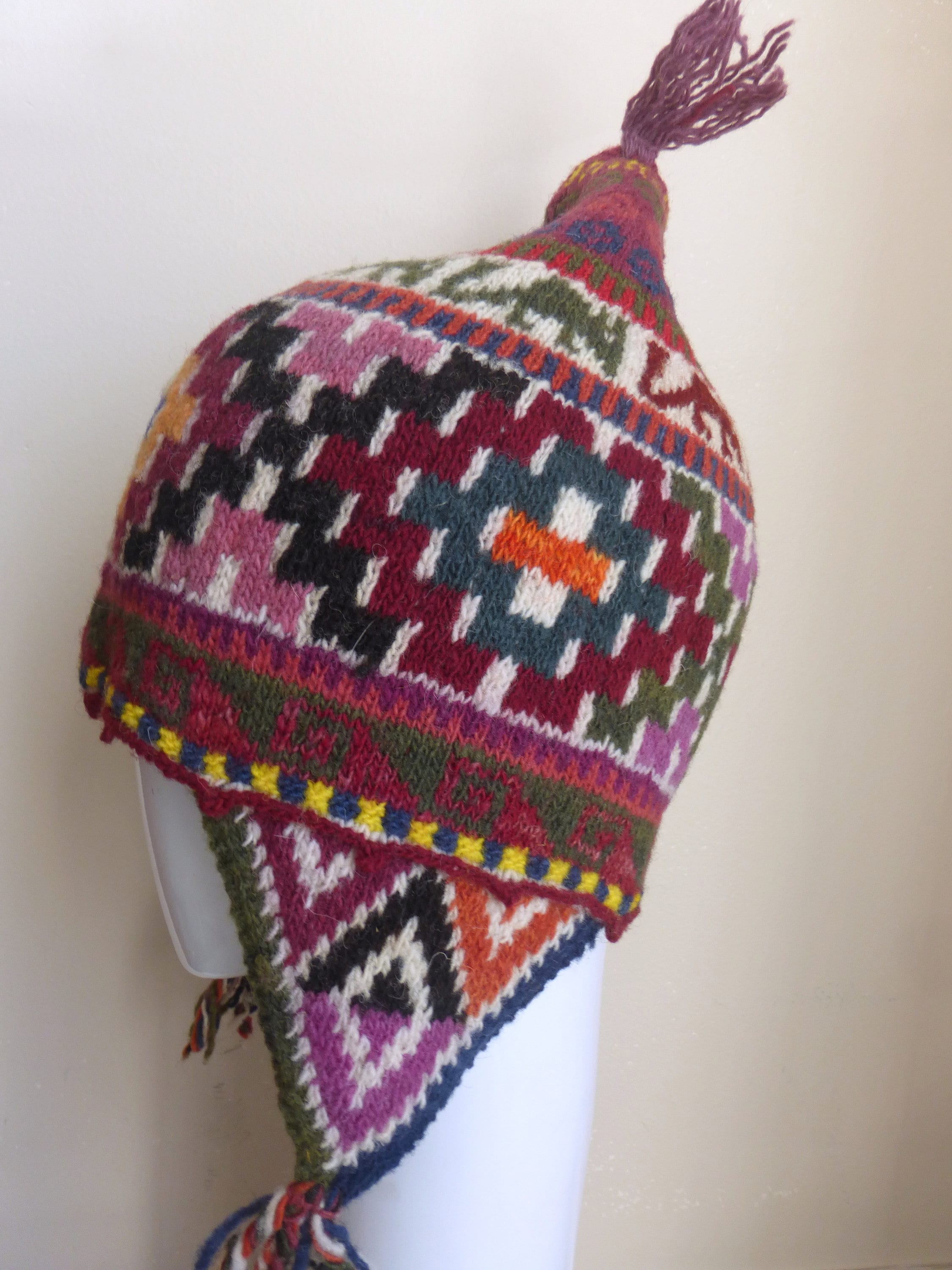 Peruvian Shaman Chullo Hat - Andean Mountain Handmade Hat (large
