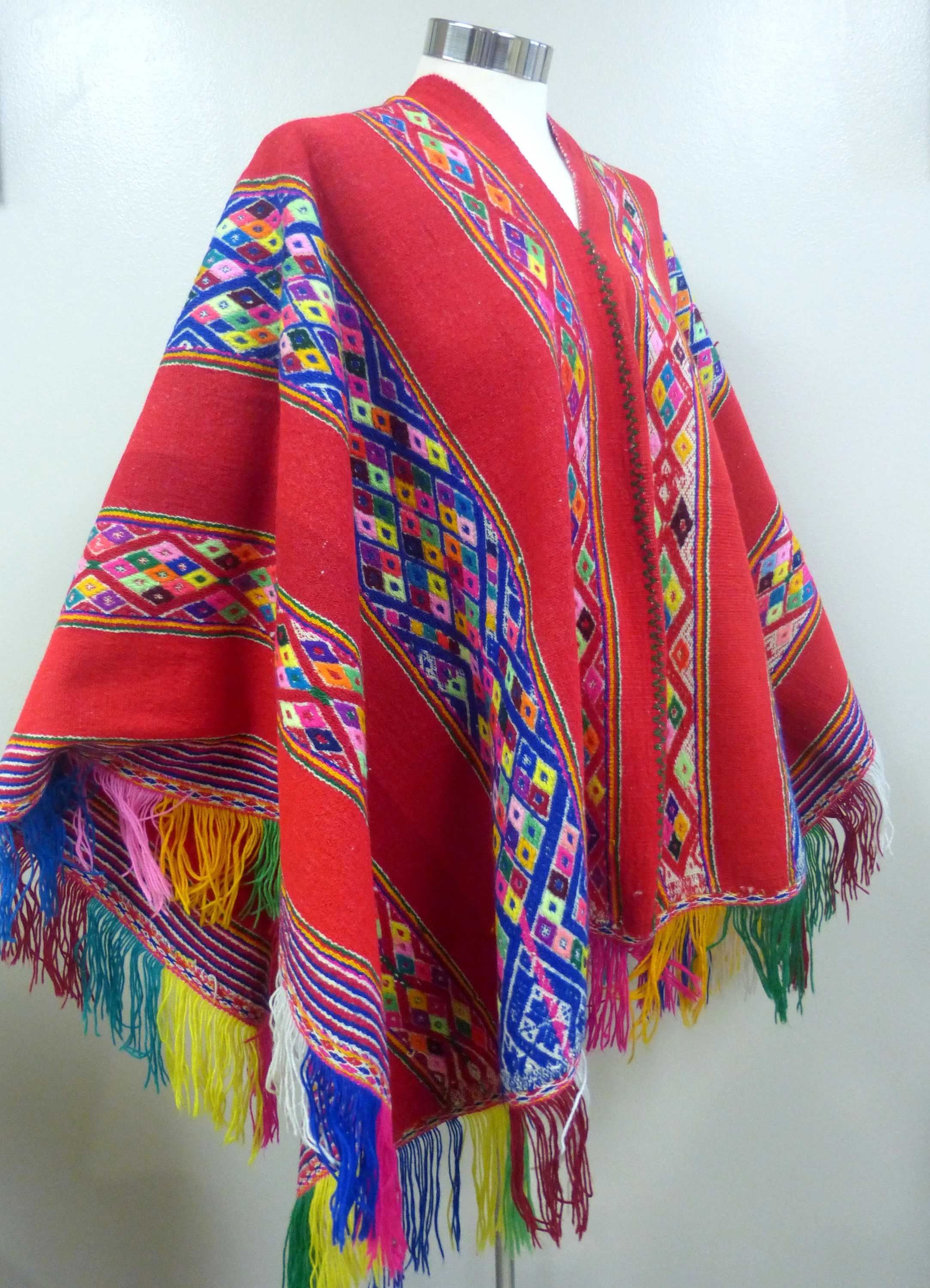 Awayu Shaman Poncho Peruvian Andean Textile Kleding Gender-neutrale kleding volwassenen Ponchos 