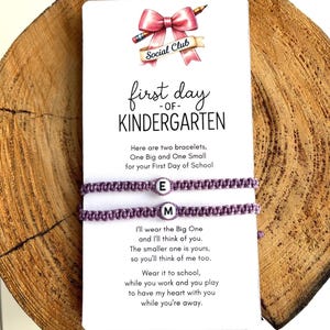 Initials Matching Bracelets Purple Mommy and Me First Day of Kindergarten Waterproof