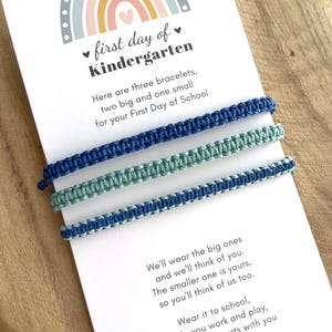 First Day of Kindergarten Family Set Bracelets 2 Adults 1 Kid, Mint Blue