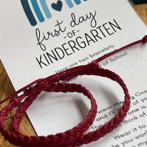 Braided Kindergarten Bracelet Set, Adjustable Waterproof Cord, Matching Mommy and Me First Day of School Gift