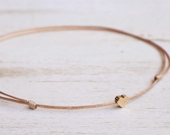 Mininalist Choker 14k Gold Plated Heart Bead Charm