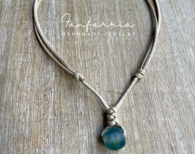 Surfer Turquoise Sea Glass Necklace Adjustable Waterproof Women Men