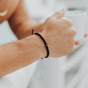Pulsera Tobillera Inicial Macrame Cordon Negro Impermeable