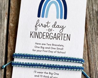 First Day of School Bracelets, Mommy and Me, Father Son, Blue Rainbow Card