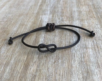 Infinity Leather Bracelet Unisex Dark Brown Simple Bracelet LB001807