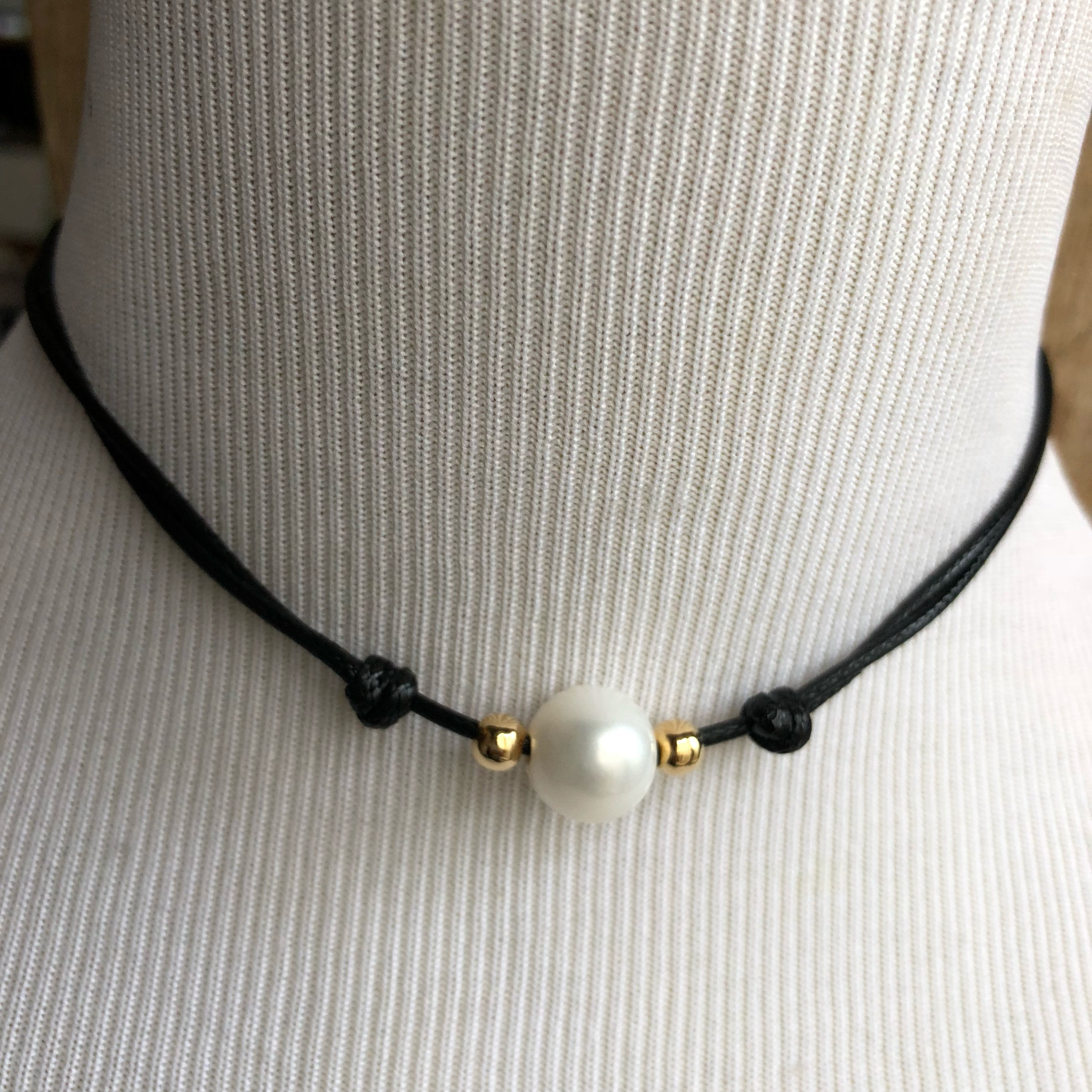 アクセサリー Cord Pearl Choker Woven Pearl Choker | Sugar et Cie | Cultured Pearl Necklace