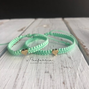 Mamma e io braccialetti alla menta, braccialetti mamma e figlia, braccialetti a cuore, impermeabile coordinato LF001943