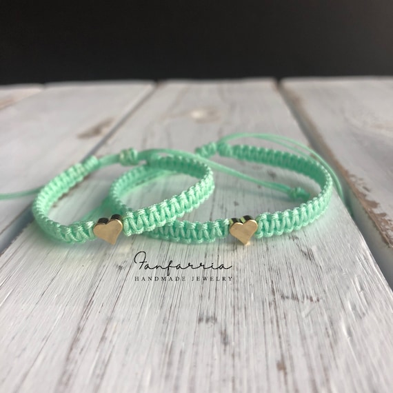 Mommy and me Mint bracelets, Mom and Daughter bracelets, Heart bracelets,  Waterproof Matching LF001943