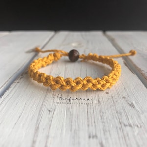 Destin Saffron Golden Yellow Macrame Bracelet Anklet HA001759