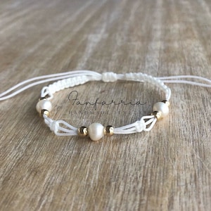 Clearwater II, Freshwater Pearl Anklet Bracelet, White Anklet Adjustable Waterproof NA001739