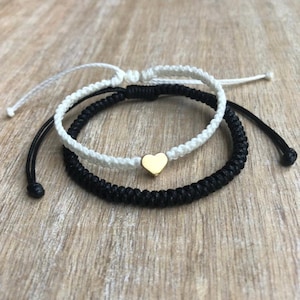 Miramar Set - Custom Initial Couples Bracelets Personalized, Black & White Set with Gold Detailing WC001726