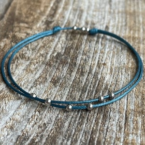 Amelia, Dark Teal Beaded Anklet, Adjustable Anklet, Waterproof WA001783