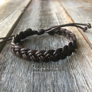 Cocoa Beach, Men Brown Braided Bracelet Adjustable Waterproof  Vegan Leather WB001955