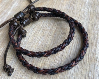 Key West, Dark Brown Braided Bolo Leather Unisex Bracelet LC001541