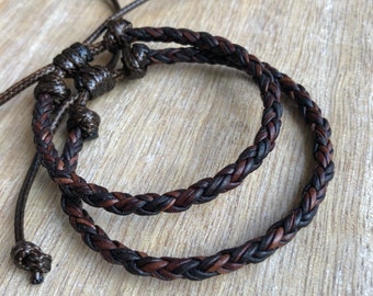 Brown Braided Couples Bracelets Bolo Leather Unisex Bracelet