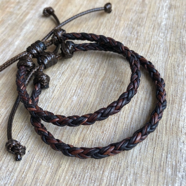 Key West, Dark Brown Braided Bolo Leather Unisex Bracelet LC001541