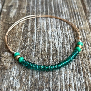 Green Beaded Emerald Anklet Bracelet, Waterproof