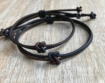 Venice, Couples Bracelets, His and her Bracelet, Knot Couple Bracelet, Leather matching Bracelets, Set of 2