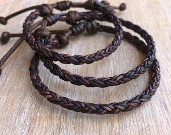 Key West Braided Leather Family Bracelets Brown LF001725