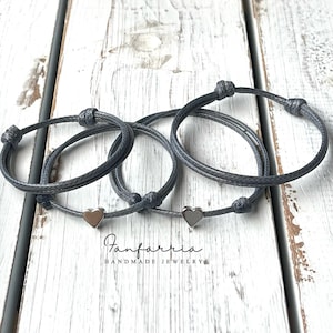 Silver Heart Minimalist Family Bracelets Choose Color WF001991