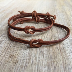Couples Knot Leather Bracelet Set of 2 Knotted Bracelets Gift for His and Her North Venice Collection