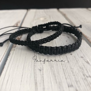 Schwarzes Matching Armband Set, Armbänder für Sie und Ihn, Makramee, Wasserdicht, Laptop Armband, Laptop Armband, Laptop Armband, Karabinerverschluss