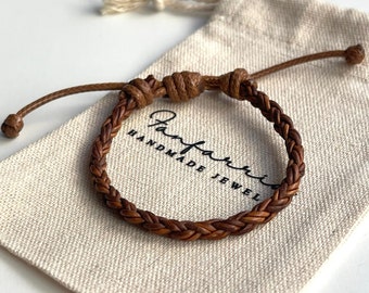 Key West Light Brown Braided Leather Bracelet Unisex