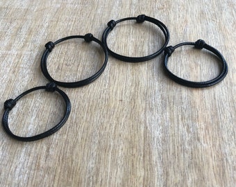 Family Matching Bracelets, 2mm, Black Simple Cord