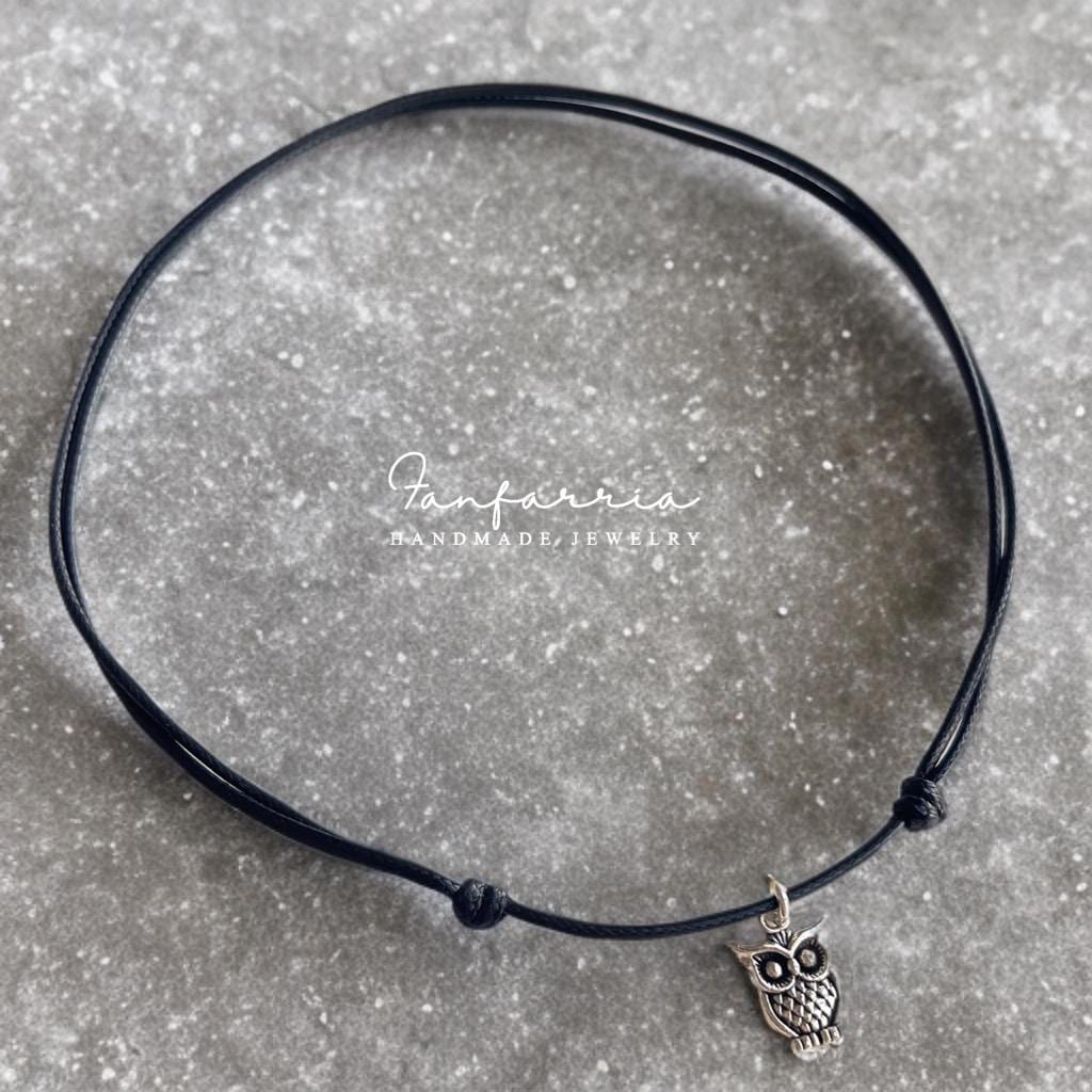 Owl Choker, Black Choker, Adjustable Choker