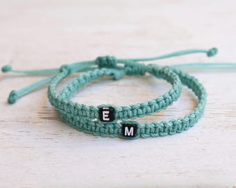 Initials Family Bracelets, Mint Mommy and Me Set, Waterproof