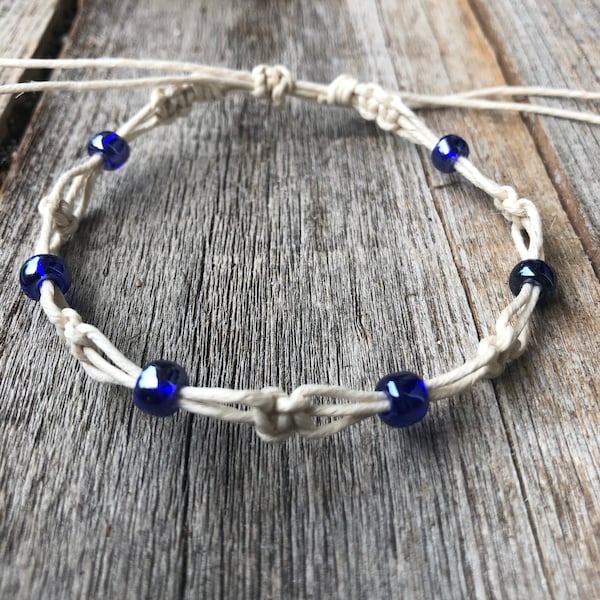 BlueRica Hemp Anklet With Brown Coconut & Puka Shell Beads