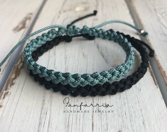 Couples Bracelets, Black and Teal, His and Her, Anniversary, Valentines, Destin II Style