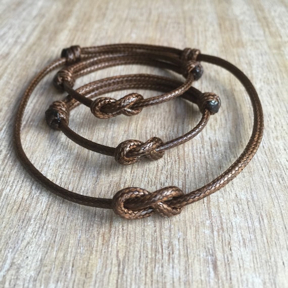 Lovers Key, Family bracelets, Brown Waxed Cord Bracelets, Waterproof Family Gift, Daddy Bracelet, Mommy Bracelet WF001379