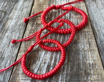 Red Macrame Bracelet, Adjustable String Bracelet, Handmade Jewelry for Men and Women, Valentine’s Gift Idea